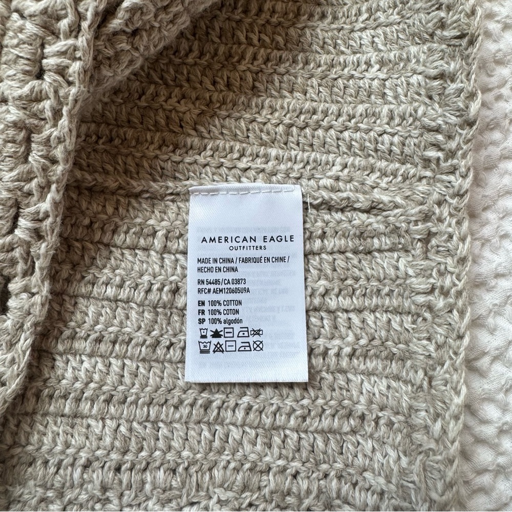 100% Cotton American Eagle Knit Beige Bralette Festival Top - Picture 7 of 7